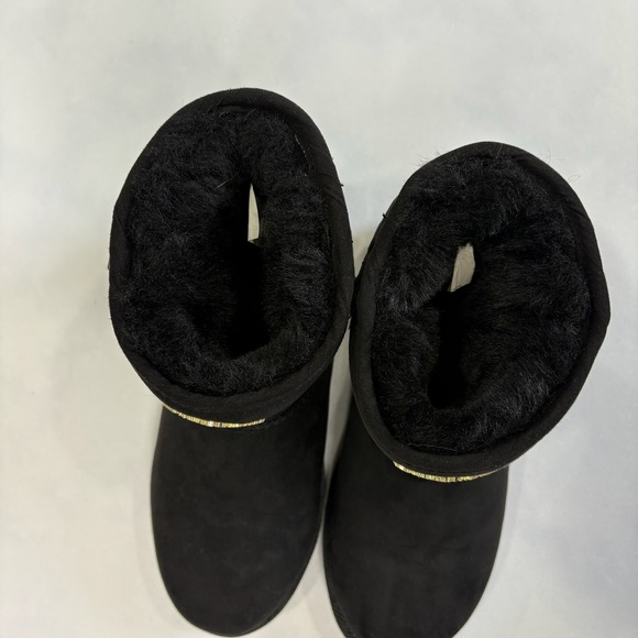 Juicy Couture Black Quilted Suede Fur‎ Lined Studded Boots Women's Size 7 - Picture 8 of 10